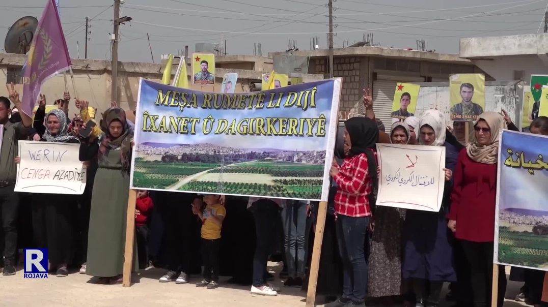 ⁣Bi Sedan Şêniyên Efrîn Li Şehbayê Êrîşên Qirkirinê Şermezar Kirin