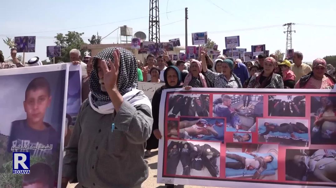 ⁣Li Dijî Êrîşên Dewleta Tirk Koçberên Efrînê Xwepêşandan Lidarxistin