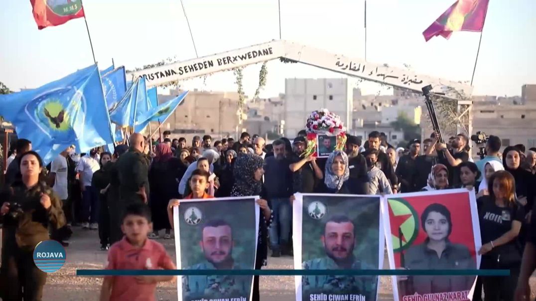تشييع جثمان الشهيد جوان عفرين ومراسم غيابية لشهيدة كولناز كارتاش في حلب