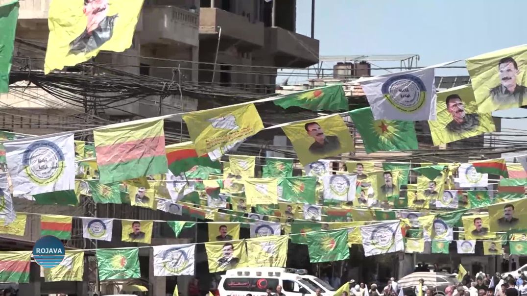 Ji Bo Azadiya Rêber Apo Û Avakirina Sûriyeke Demokratîk Mîtîngek Li Qamişlo Hat Lidarxistin