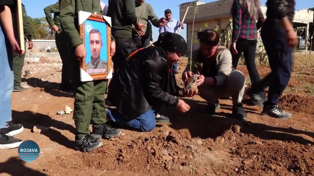 هيئة البيئة في مقاطعة الفرات تنظم حملة تشجير استذكاراً لتضحيات شهداء مقاومة كوباني