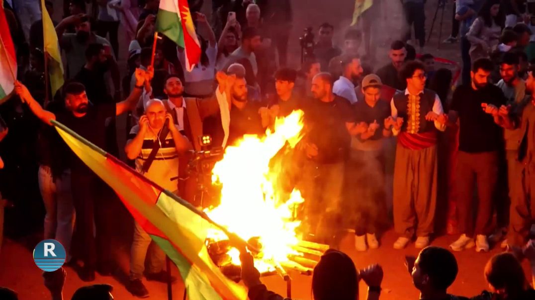 ⁣إيقاد شعلة نوروز في مدينة قامشلو تنديداً بتجاهل العيد القومي للكورد