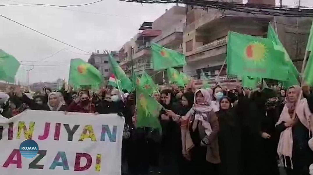 ⁣Kongra Star Ji Bo Piştgiriya Meşa "Jin Rojava Diparêzin" Mîtîngek Li Qamişlo Li Dar Xist