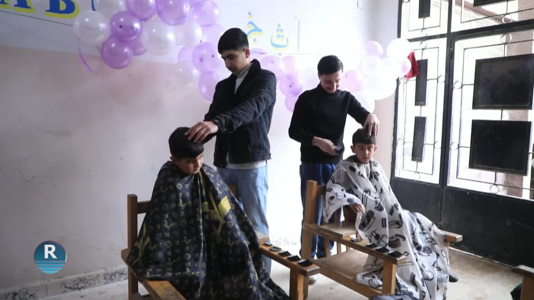 منظمة نودم تقوم بمبادرة ترفيهية وحلاقة شعر الأطفال من أجل المهجرين القاطنين في مدارس قامشلو