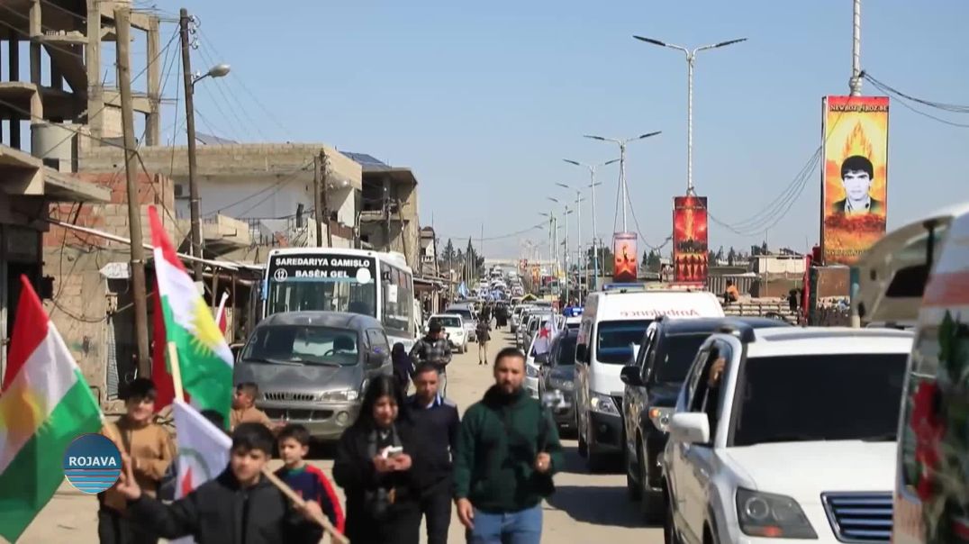 ⁣بموكب مهيب.. وصول جثمان الشهيد صالح مسلم إلى مدينة قامشلو