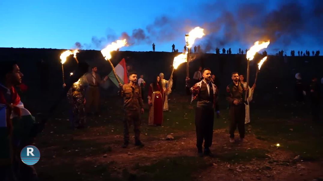 ⁣مسيرة مشاعل نوروز على تل موزان الأثري