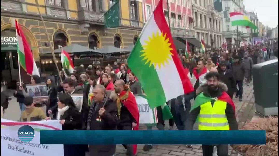 ⁣أبناء الجالية الكردية في أوسلو ينظمون مظاهرة دعماً لـ روج هلات