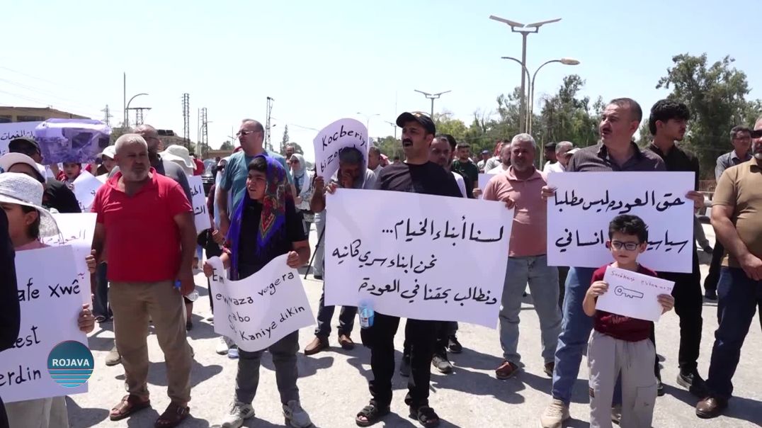 خلال اعتصام في الحسكة.. مهجّرو سري كانيه يطالبون بتسريع ملف عودتهم إلى مدينتهم
